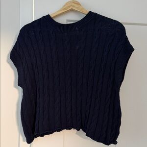 Navy Cable Knit Sweater Vest